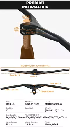 Forma con Stem Integrado Carbono TOSEEK TM100 - Estación Bike