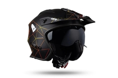 CASCO ABIERTO UFO MEDIO VISOR COLOR NEGRO CON RAYAS HE149 - tienda online