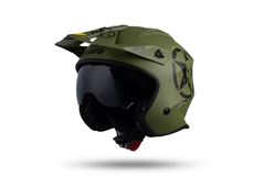 CASCO ABIERTO UFO MEDIO VISOR COLOR VERDE MILITAR HE150