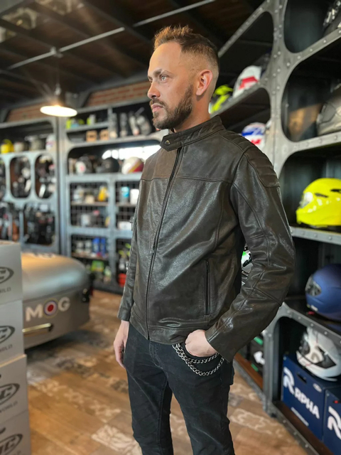 CAMPERA CUERO LUPE CALABRIA C / PROTECCION BROWN