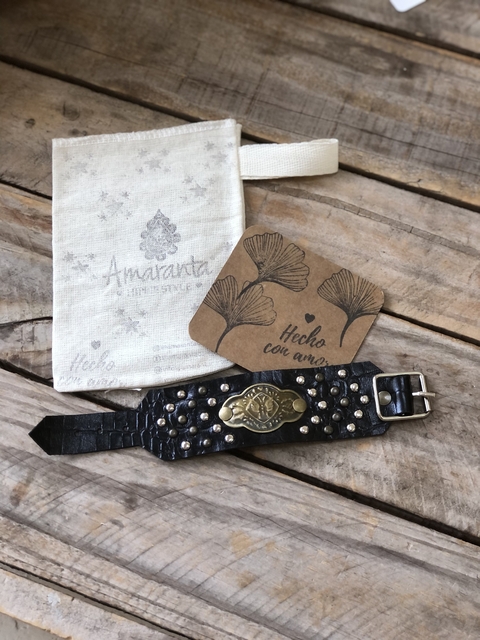 Brazalete Cuero Tokio Negro - comprar online