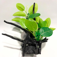 Enfeite Aquário E Ambiente Raiz C/ Plantas 16,5cm Bixodagua na internet