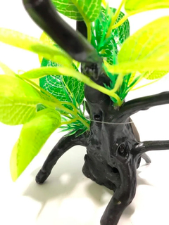Enfeite Aquário E Ambiente Raiz C/ Plantas 16,5cm Bixodagua - comprar online