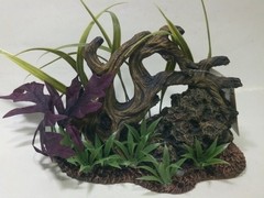 Enfeite Aquário Tronco com Rocha e Plantas Twisted - Marina