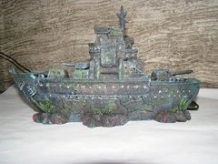 Barco Navio de Guerra com LED e Fibra Óptica Bivolt