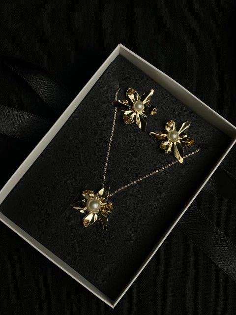 Conjunto Flor com perola