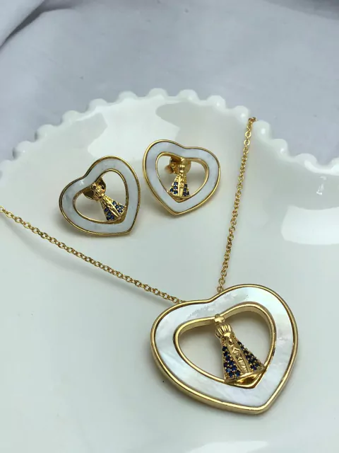 Conjunto coração com nossa senhora