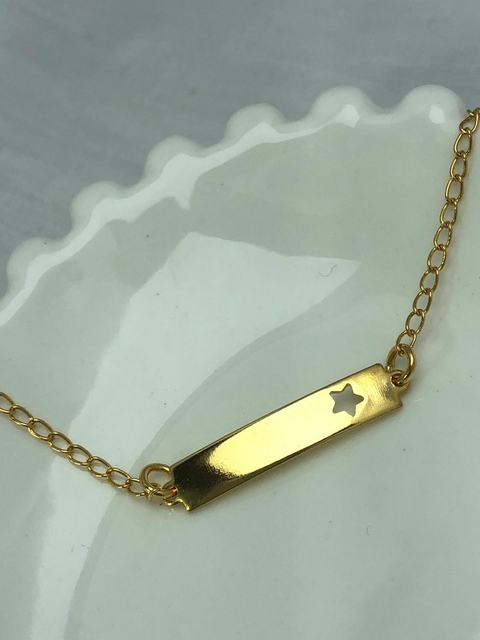 Pulseira Infantil Plaquinha com Estrela Vazada