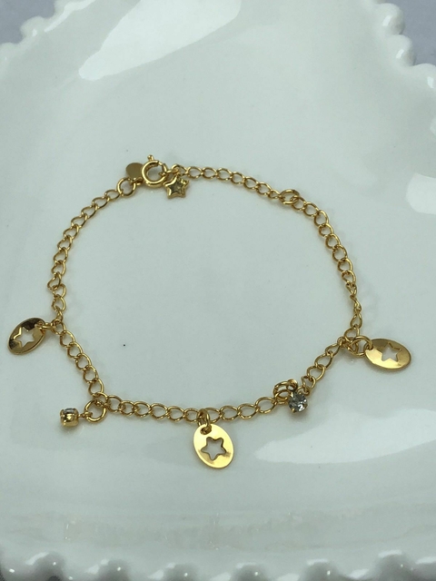 Pulseira Infantil Placa Estrelada Vazada