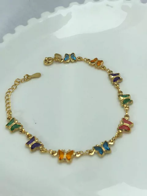 Pulseira Borboletas em Pedras Coloridas