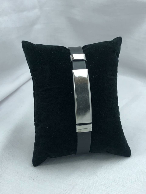 Pulseira de Silicone com Placa de Aço Lisa