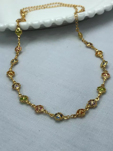 Gargantilha Trevo com Pedras Coloridas