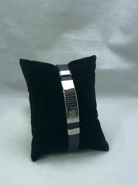 Pulseira Silicone Placa de Aço São Jorge - comprar online