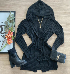 Cardigan de tricot com capuz