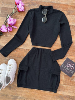 Conjunto canelado Lu preto - comprar online