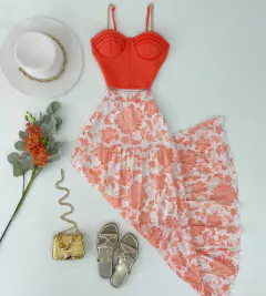 Saia longa crepe floral