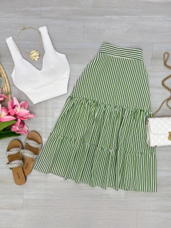 Saia listrada midi Verde