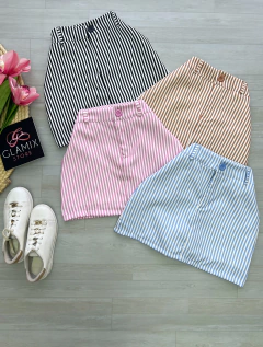 Saia shorts alfaiataria listrado