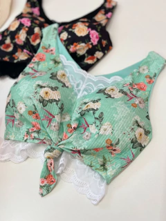 Cropped canelado com renda on internet