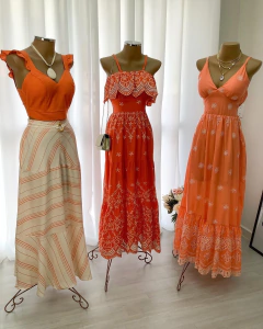 Vestido longo laise coral - Glamix 
