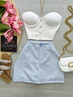 Saia shorts alfaiataria listrado - comprar online