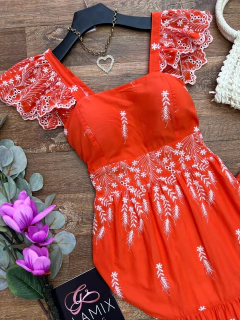 Vestido longo laise coral na internet