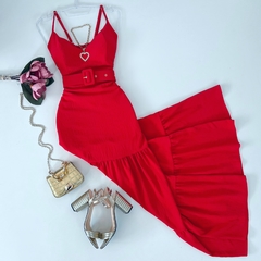 Vestido longo cinto (cores) - loja online