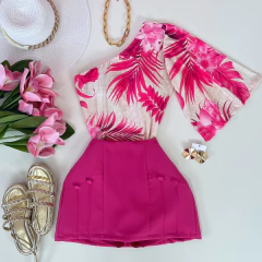 Saia shorts alfaiataria pink