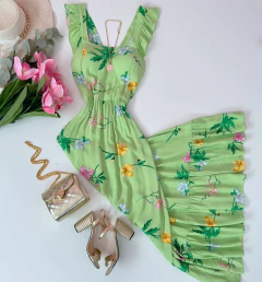 Vestido longo babado
