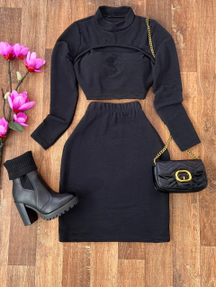 Conjunto Canelado 3D preto