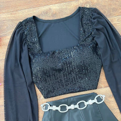 Cropped Paetê com tule - comprar online