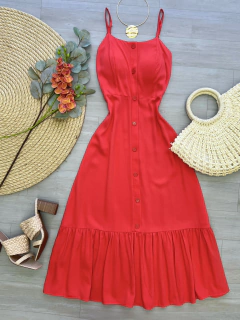 Vestido mídi botões goiaba