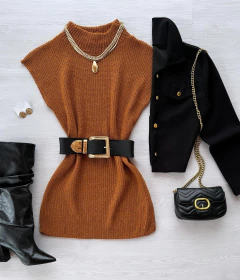 Vestido/colete tricot mousse