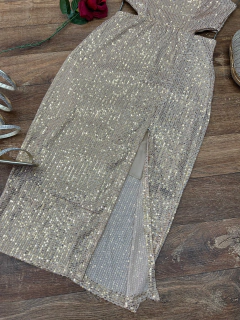 Vestido paête midi dourado - comprar online