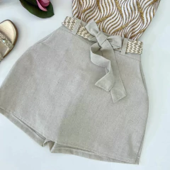 Saia/shorts linho cru - Glamix 