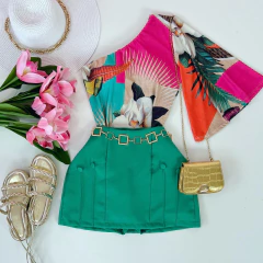 Saia shorts alfaiataria verde