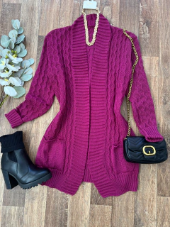 Máxi Cardigan Tricot fúcsia