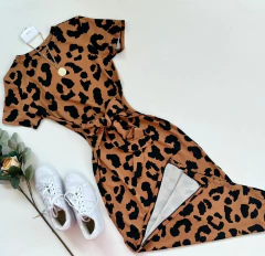 Vestido midi onça