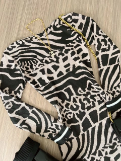 Vestido tricot Animal print - Glamix 