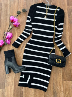 Vestido modal mídi listrado 04