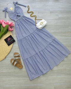 Vestido longo listrado