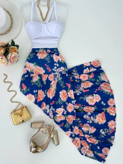 Saia longa crepe floral