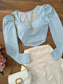 Cropped canelado princesa xadrez - Glamix 