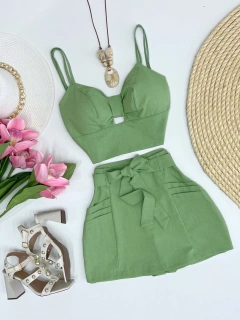 Conjunto linho verde oliva