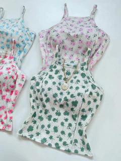 Cropped canelado floral - comprar online