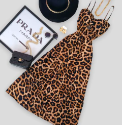 Vestido mídi animal print
