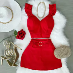 Conjunto linho vermelho