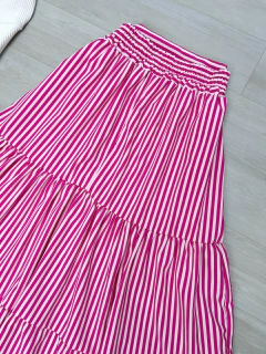 Saia listrada midi Pink - comprar online