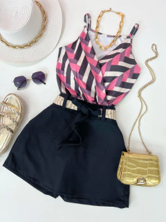 Saia/shorts linho preto - comprar online