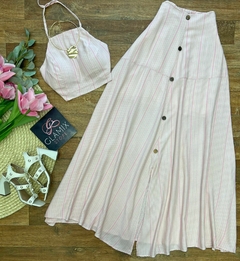 Conjunto saia longa botões